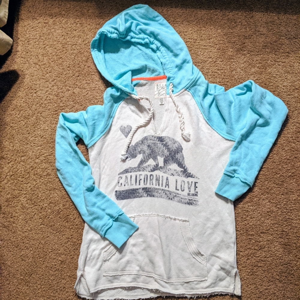 Billabong white drawstring pullover hoodie